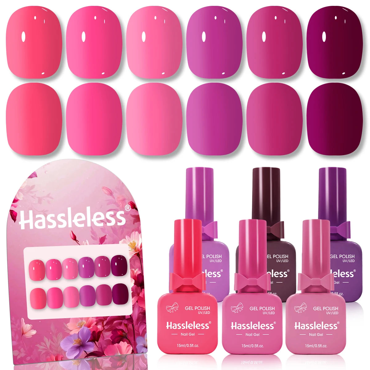 6-piece nail polish set, 15ml/bottle, suitable for all seasons, semi-permanent, easy to apply, DIY nail art designs, colorful na